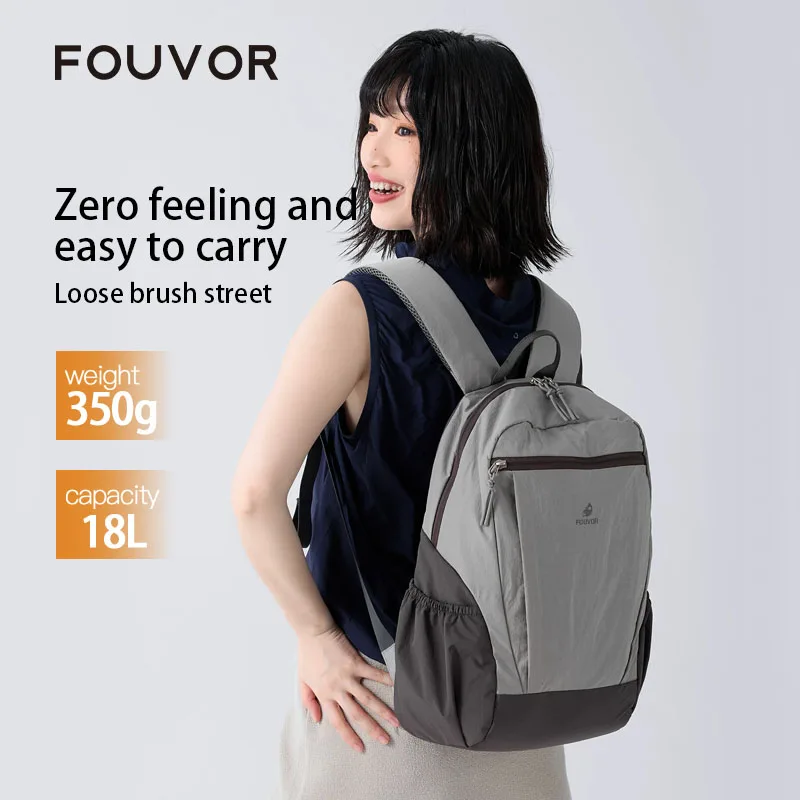 Fouvor Women's Large Capacity Backpack Color Block Lightweight Outdoor Travel Hiking High School College Student Bags 3068-09