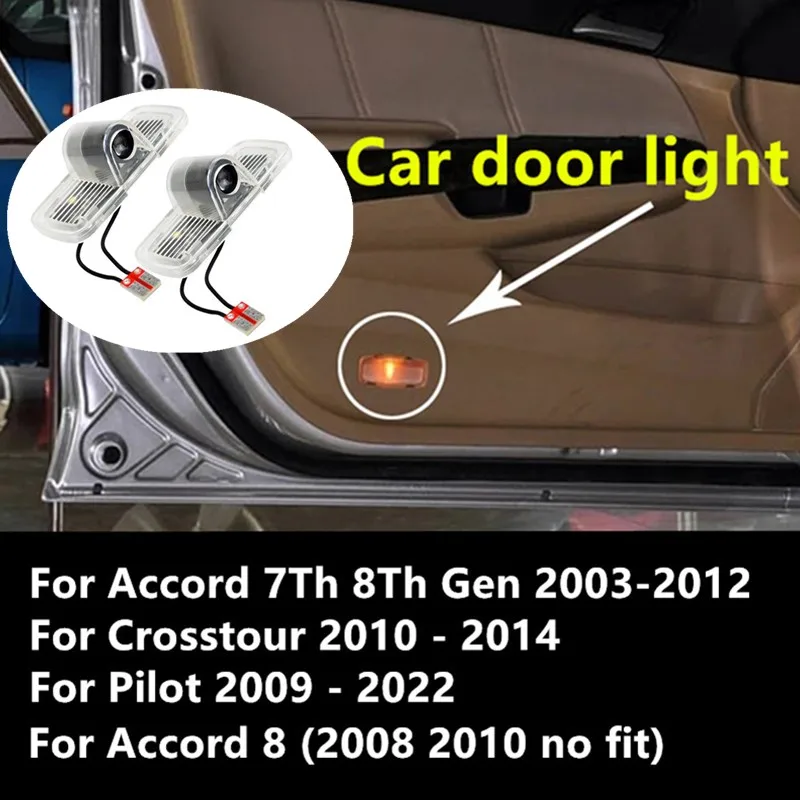 2X Led Car Door Welcome Lamp 3D Projector Ghost Shadow Lights Akcesorium do Honda Accord 7TH 8TH Gen Coupe Sedan Crosstour Pilot