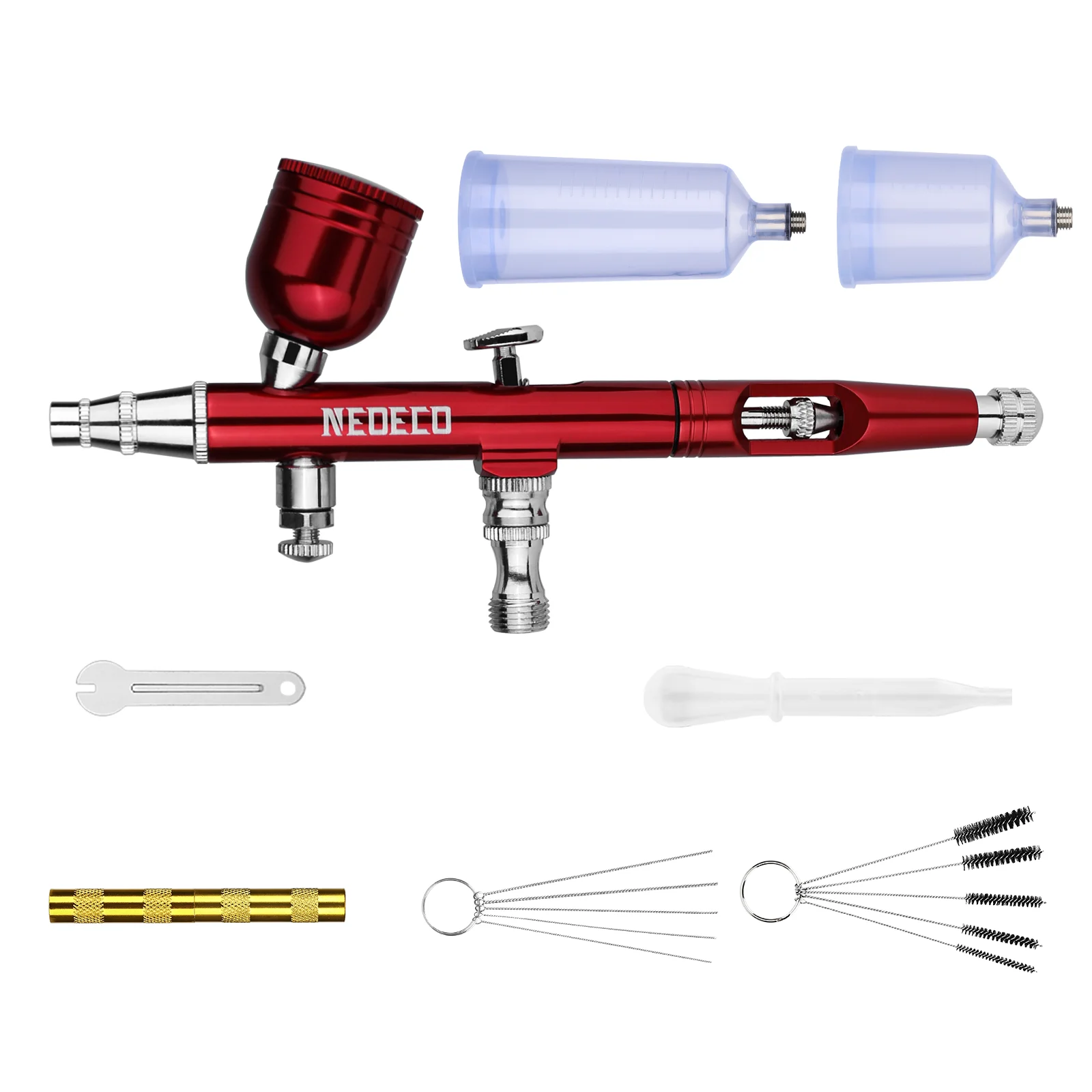 Airbrush Dual Action Schwerkraft Feed 0,3mm Düse Einstellbare Rot/Gold Kuchen Dekorieren Pinsel Für Nagel Maniküre Mit Schlüssel stroh – Detail 7