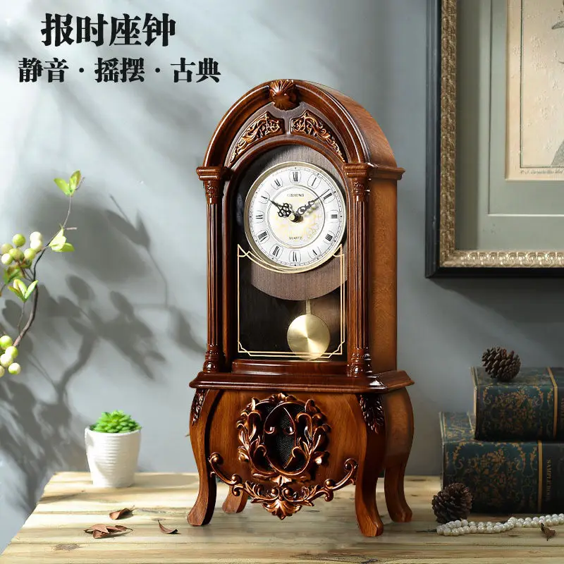 

Seat clock desktop pendulum clock oldfashioned hour reporting decoration silent and retro clock ornaments