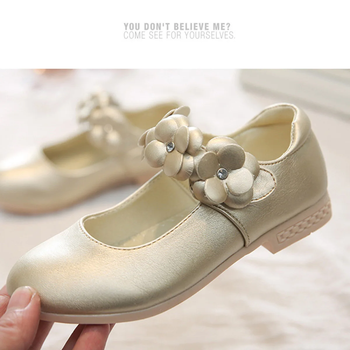

1Pair Kids Princess Sole Shoes Floral Breathable Casual Shoes Soft Anti Slip Odor Proof Comfortable Outdoor Golden Size 28 Eu28
