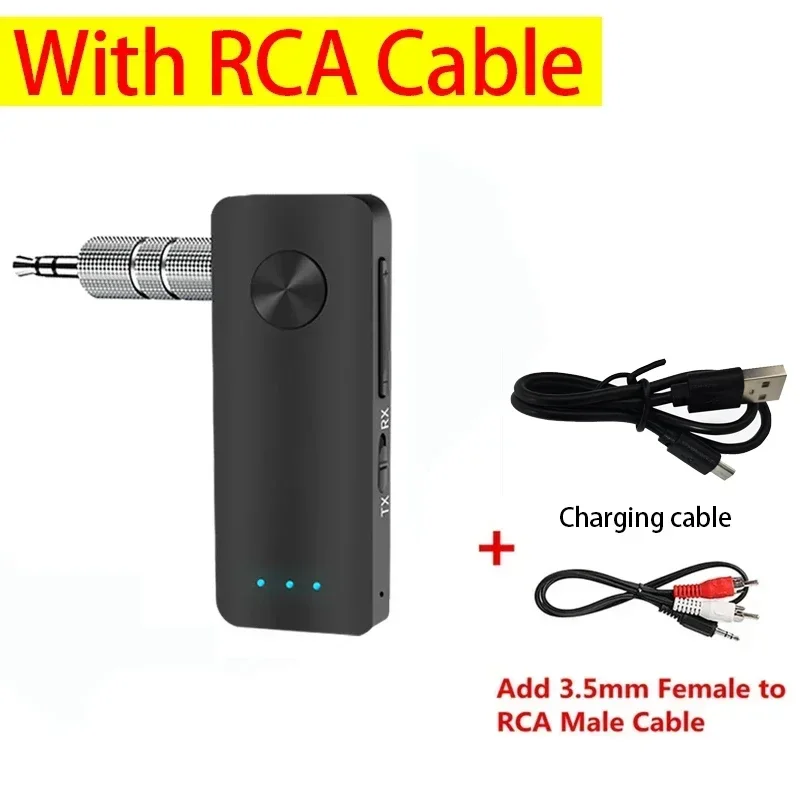 2-in-1 Bluetooth 5.4 Audio Ontvanger Zender Hifi Stereo Draadloze Adapter 3.5MM AUX Met Microfoon Voor Auto Vliegtuig TV PC Speaker