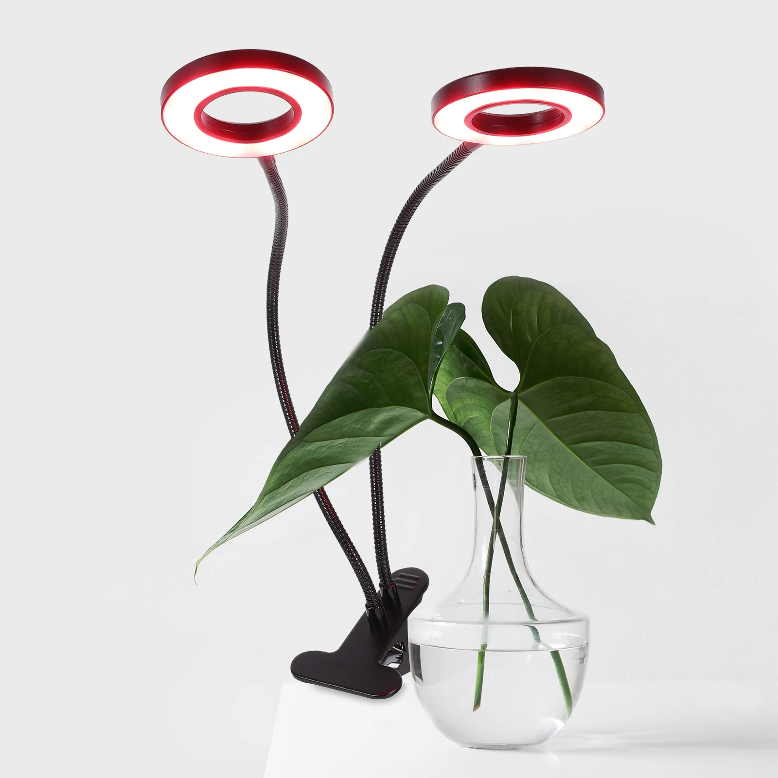 Lampada per la crescita delle piante a doppia testa Design con morsetto Altezza regolabile Uso interno Alluminio ABS Durevole Luce per piante a doppia testa Pratica