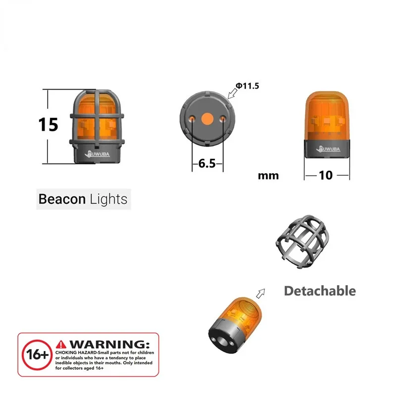 LED warning Engineering light 360 degree rotating Lamp Excavator lights For 1/14 Tamiya RC Truck Tipper Actros Scania R470 MAN