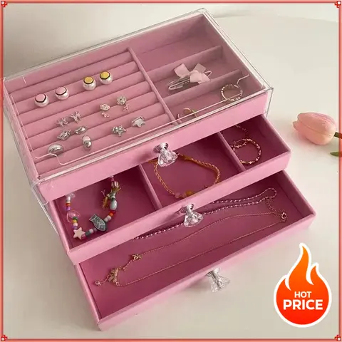 New Capacity High-grade Exquisite Anti-oxidation Three Drawer Desktop Jewelry Bracelet Ring Jewelry Large Storage Box