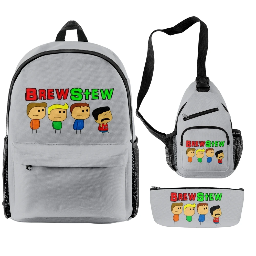 Brewstew Backpack Three Piece Set Women Men Shoulders Bag Fashion Streetwear Unisex Travel Bags