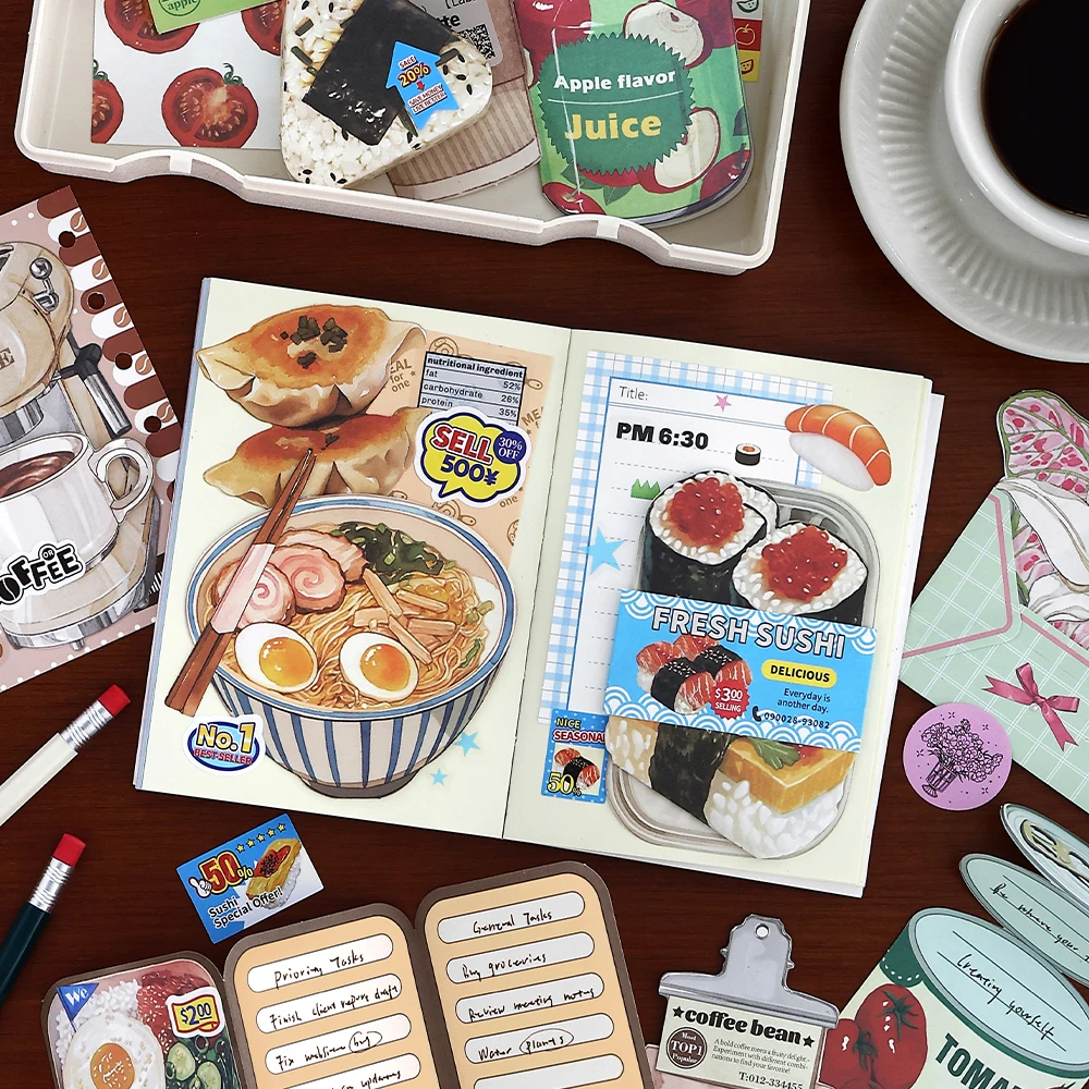 

20 шт./упак. Kawaii Ins Fresh Store Series, упаковка материалов для еды и кофе, сделай сам, скрапбук, справочник, эстетические канцелярские принадлежности