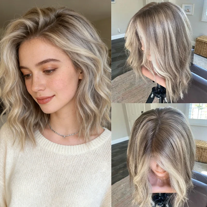 Woman Wigs Ash Blonde Highlights Synthetic Lace Front Wig Ratio as Jewish Wigs Glueless 13x4 Hd Transparent Dark Dirty Blonde