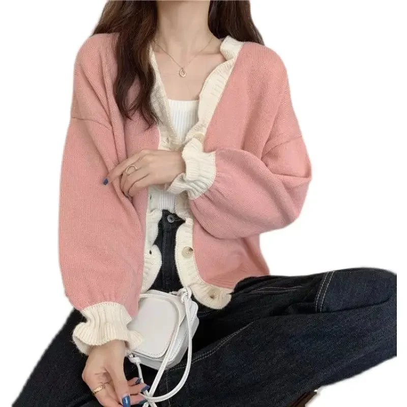 Top in maglia per donna Cardigan maglione da donna Kawaii carino rosa moda coreana in promozione economia abbigliamento freddo inverno moderno