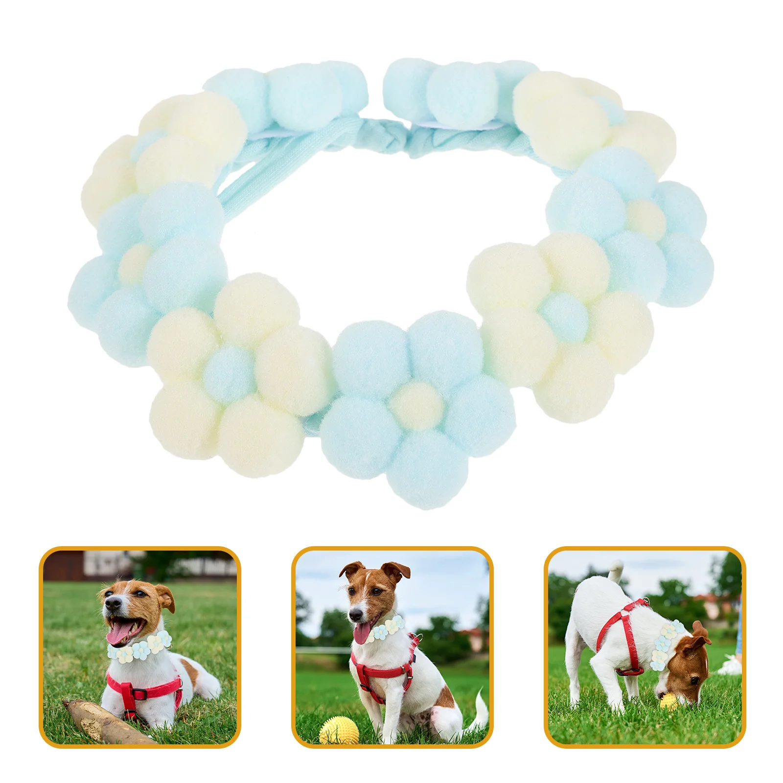 

Pom Pom Pet Collar Knitted Dog Collar for Small Medium Large Dogs Soft Adjustable Holiday Party Wedding Christmas Gift for Cats