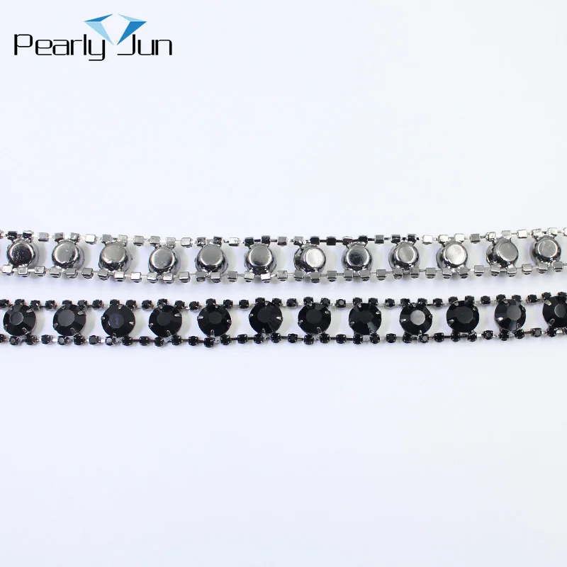 1/5 Yard 1.2CM Simple Black Blue Crystal Diamond Chain Clothing Shoes Bags Hats And Shoes DIY Decoration Rhinestone Trim ML099