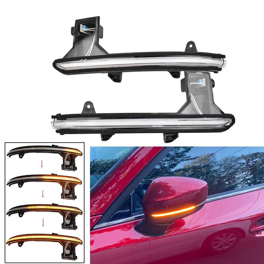 

Динамический поворотник для Mazda CX-5 CX5 KF 2017 2018 CX-8 CX-9 CX9, светодиодный указатель поворота, повторитель бокового зеркала, индикатор