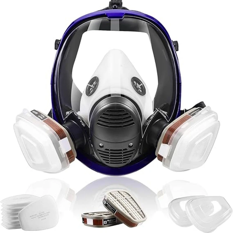 Full-face respirator mask with filter, fog-proof lenses that prevent gas, dust, steam and particles, paint