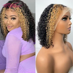 Highlight Frontal Wig Human Hair 13x4 HD Curly Lace Front Wig Bob Lace Front Brazillian Wigs 100% Pre Plucked Short Glueless Wig