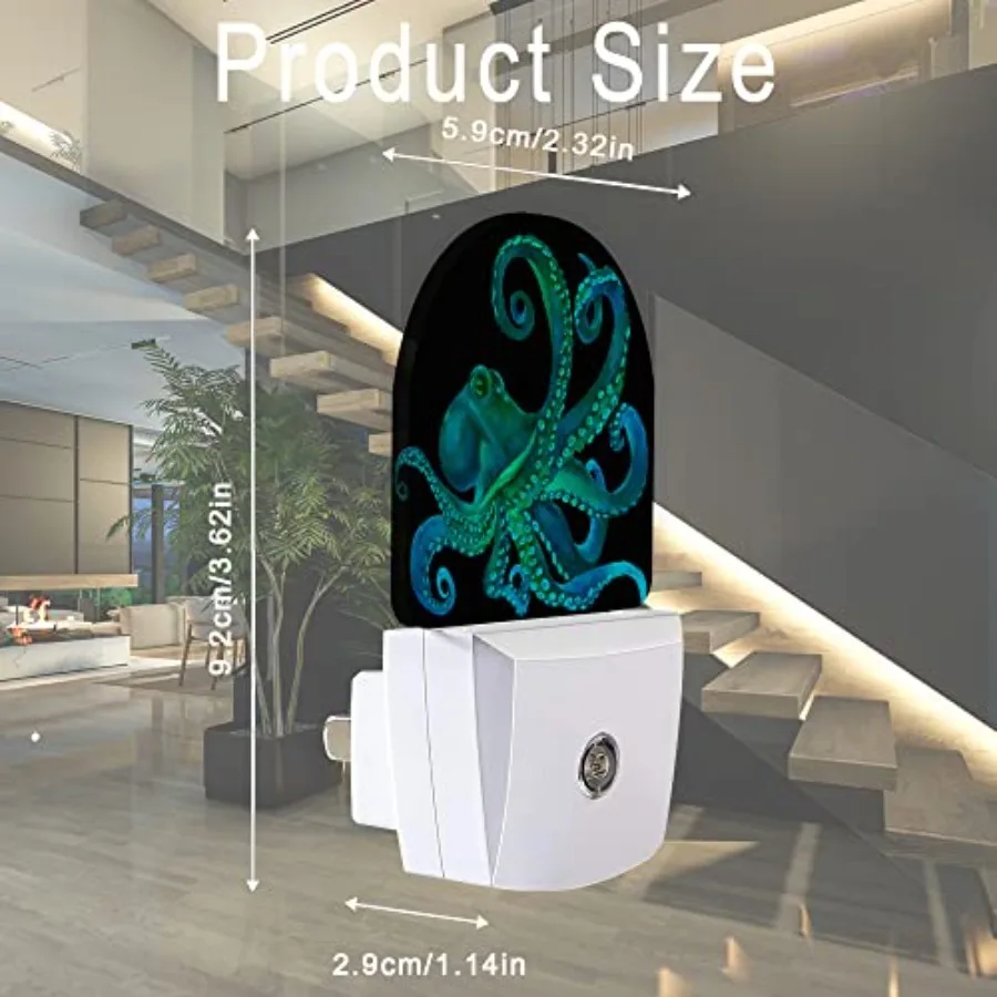 Night Light, Fish Sea Life Plug-in Wall Led Night Lights Decor for Boys Girls Room, Dusk to Dawn Sensor Wall Lamp for Stairway/