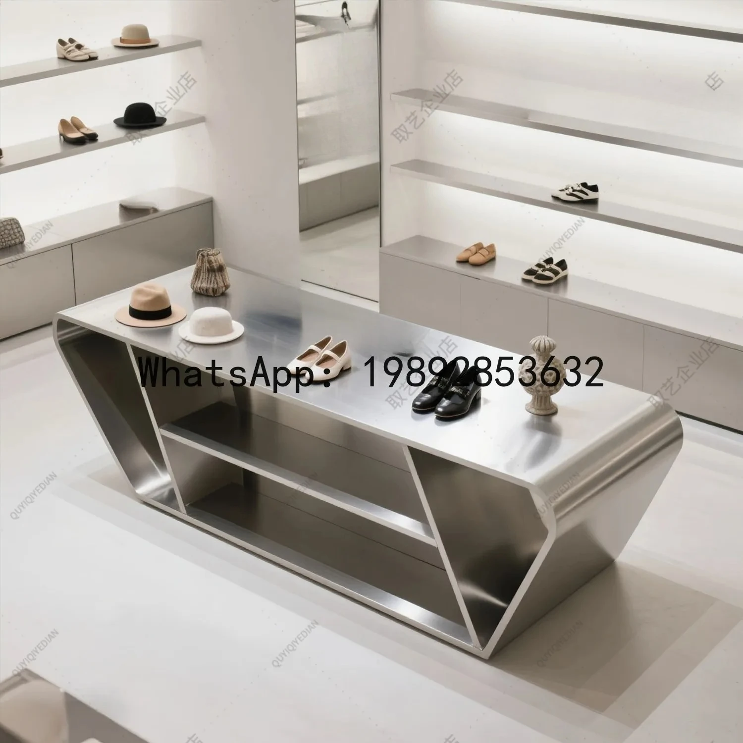 QQ Clothing Store Island Display Stand Mall Exhibition Hall Center Display Stand Cosmetics Shoes Bags Flowing Table