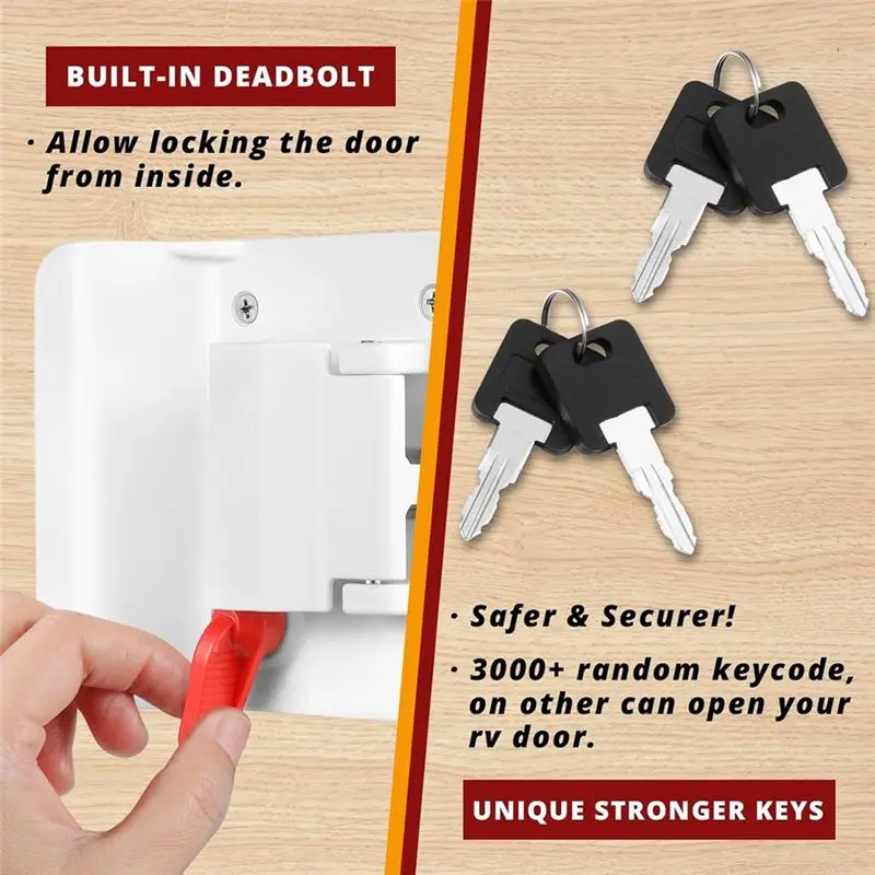 A19Q-RV Entry Door Lock,Travel Trailer Door Latch,RV Lock Replacement Kit With Deadbolt Keys,For Horse Trailer Cargo Hauler