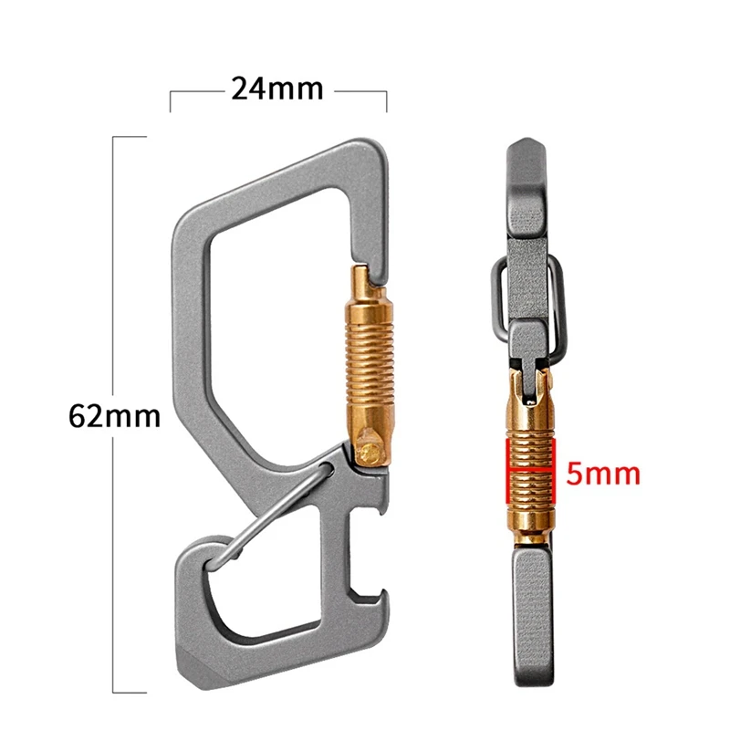 BAAY سلسلة مفاتيح تيتانيوم محمولة مع فتاحة زجاجات في الهواء الطلق، أداة تحرير مشبك حلقة تسلق سريعة EDC
