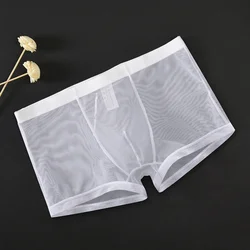 Men's Sexy Mesh Boxer Briefs Ultra Thin Transparent Underwear Shorts Trunks Bulge Pouch Underpants Male Panties