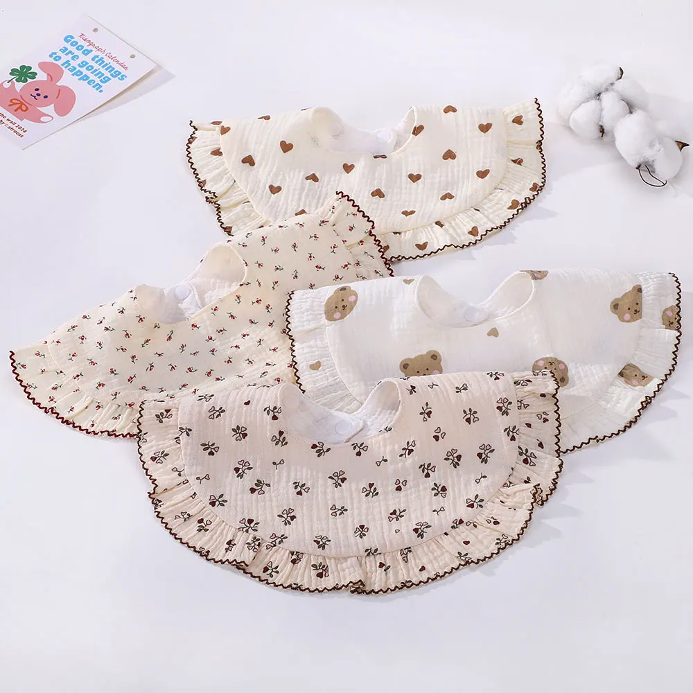 Ins Style Simple Cotton Baby Bibs Newborn Printing Soft Saliva Towel Infant Boy Girl Feeding Burp Cloth Babe Accessories