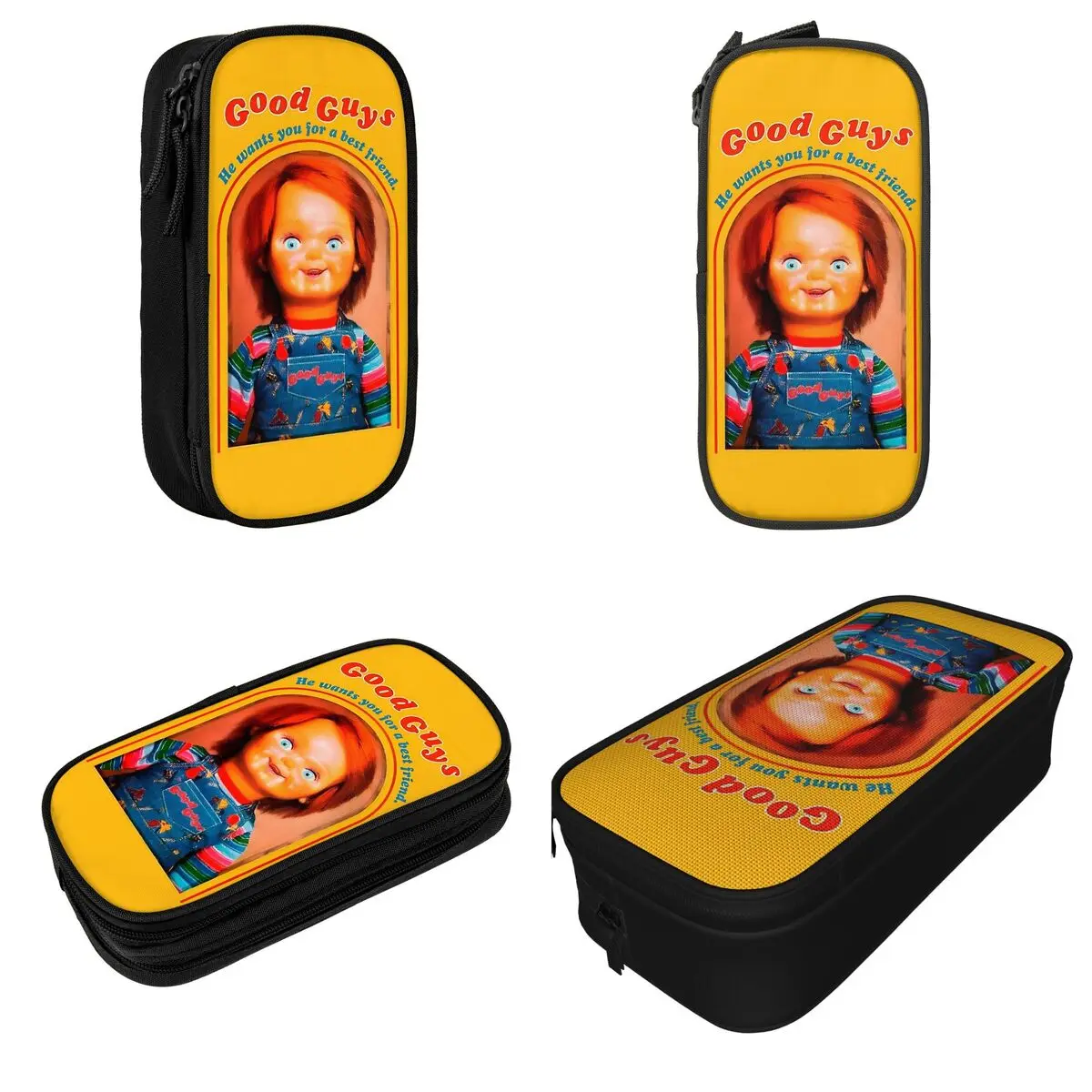 Fun Chucky Good Guys Pencil Case Horror Movie Pencilcases Pen Box Kids Big Capacity Pencil Bags Office Gifts Stationery