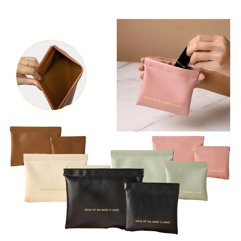 Simple Lipstick Makeup Storage Bag Women Fashion Portable Mini Key Jewelry Cosmetic Organizer Pouch Handbag Pu Small Bags Gift