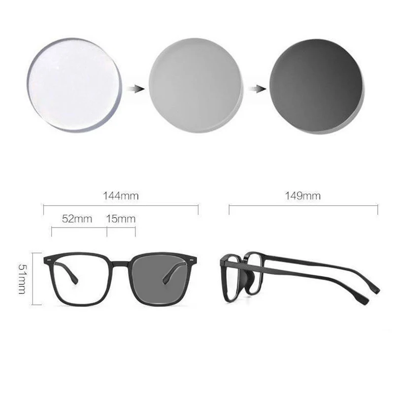 Unisex Intelligent Photochromic Myopia Glasses Women Men Color Changing Short-sighted Eyeglasses Outdoor Sunglasses with Diopter