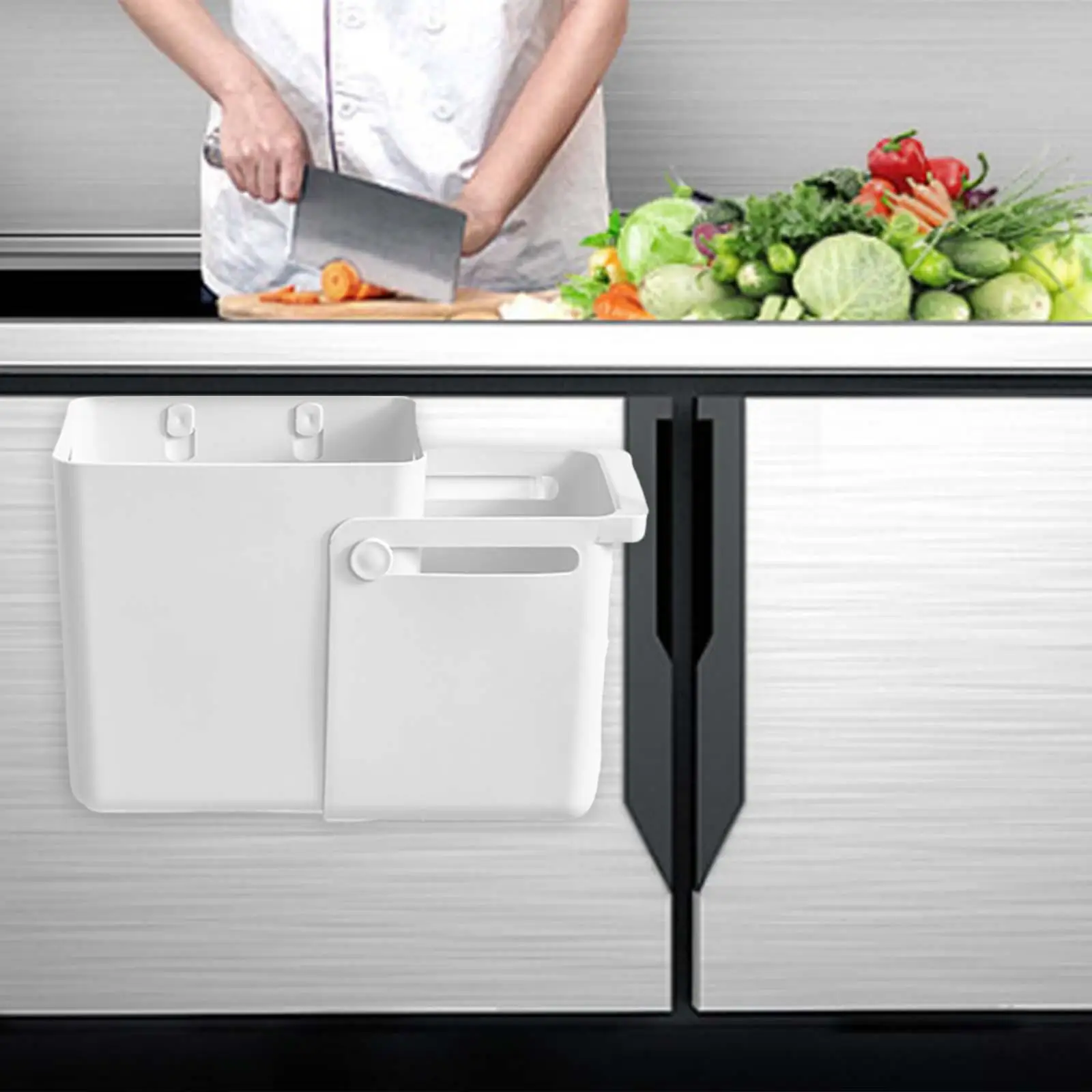 Kitchen Hanging Trash Can Stylish Wastebasket for Under Sink Indoor Bathroom