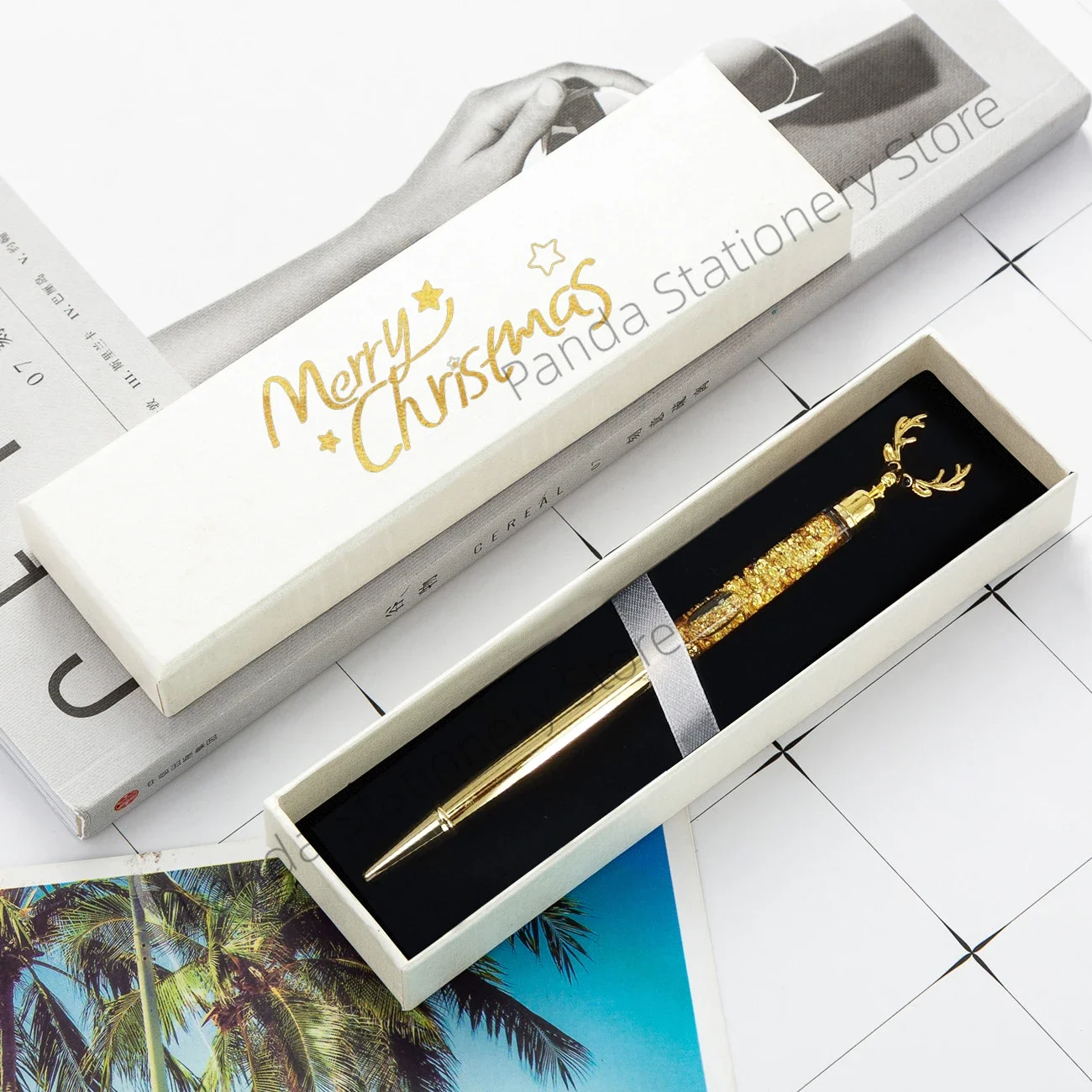 Christmas Gift Box Packaging Luxury Gift BallpointPens Deer Head Metal Ballpoint Practical Office for Merry Christmas Present