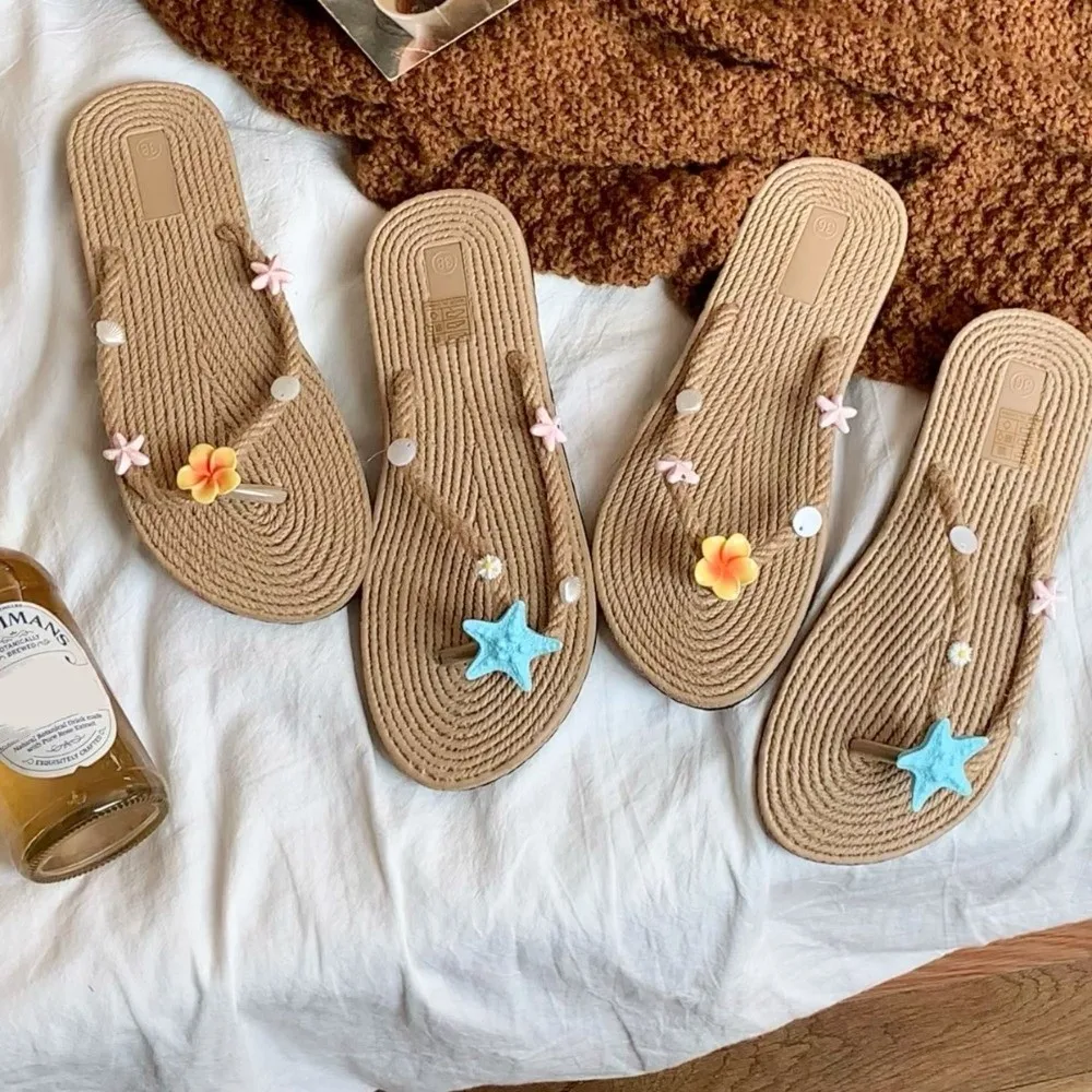 EVA Starfish Flip Flops Women Starfish Flower Beach Vacation Y2k Starfish Slippers Indoor Outdoor Casual Flip Flop Sandals