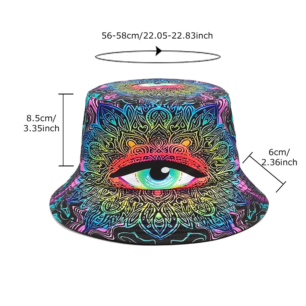 Punk Hippie Fisherman Hat, Reversible and Foldable Bucket Hat, Vibrant Bucket Hat, Unisex Outdoor Sports and Leisure Fashion Sun Hat, Suitable for Festivals, Parties, and Adventures