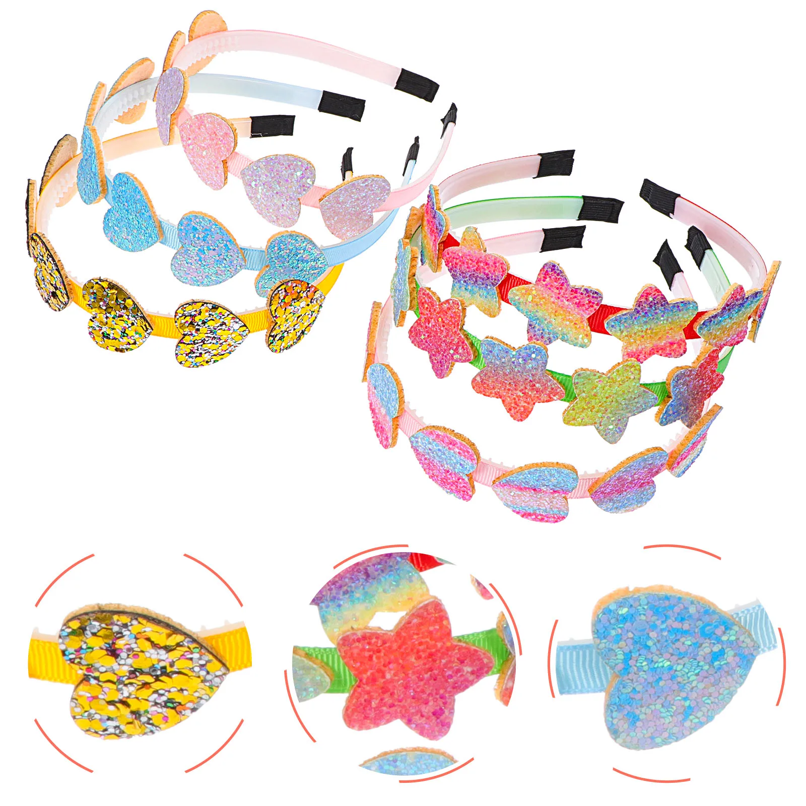 

6 шт., повязки на голову с любящим сердцем для детской вечеринки, реквизит для фотосессии, тканевые аксессуары для волос, декоративные, прочные, удобные, креативные