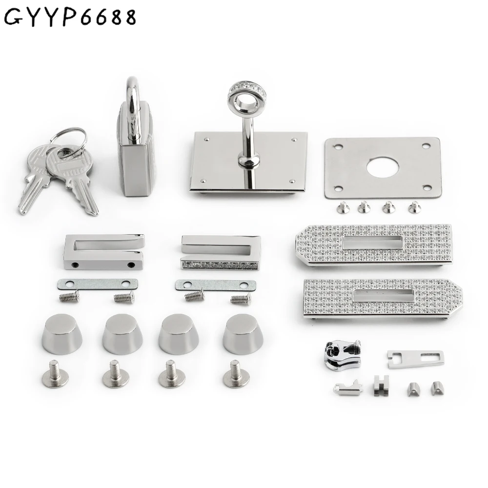 1/2/5Sets Silver Diamond Steel Lock Puller Slider For Birkin 30 Handbags Bags Hook Clasps Eyelet Plate Rivet Studs Accessories