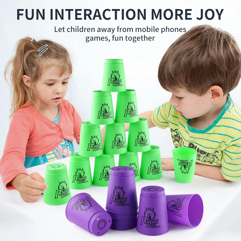 Four Colours Quick Stacks Cups Speed Cup Stacking Game Training Fast Reaction Sports Training Game Antistress Toy for Children