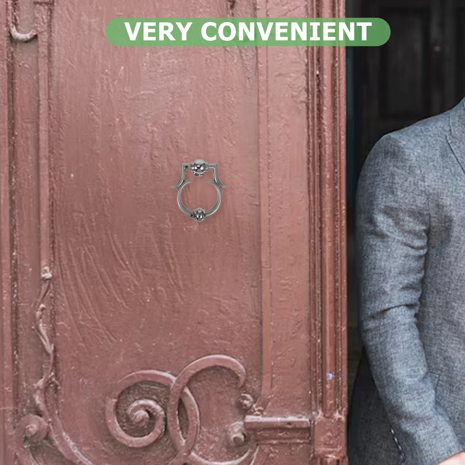 

Front Door Knocker European Style Zinc Alloy Construction Home Decoration Durable Wear-Resistant Easy Grip Chic Design