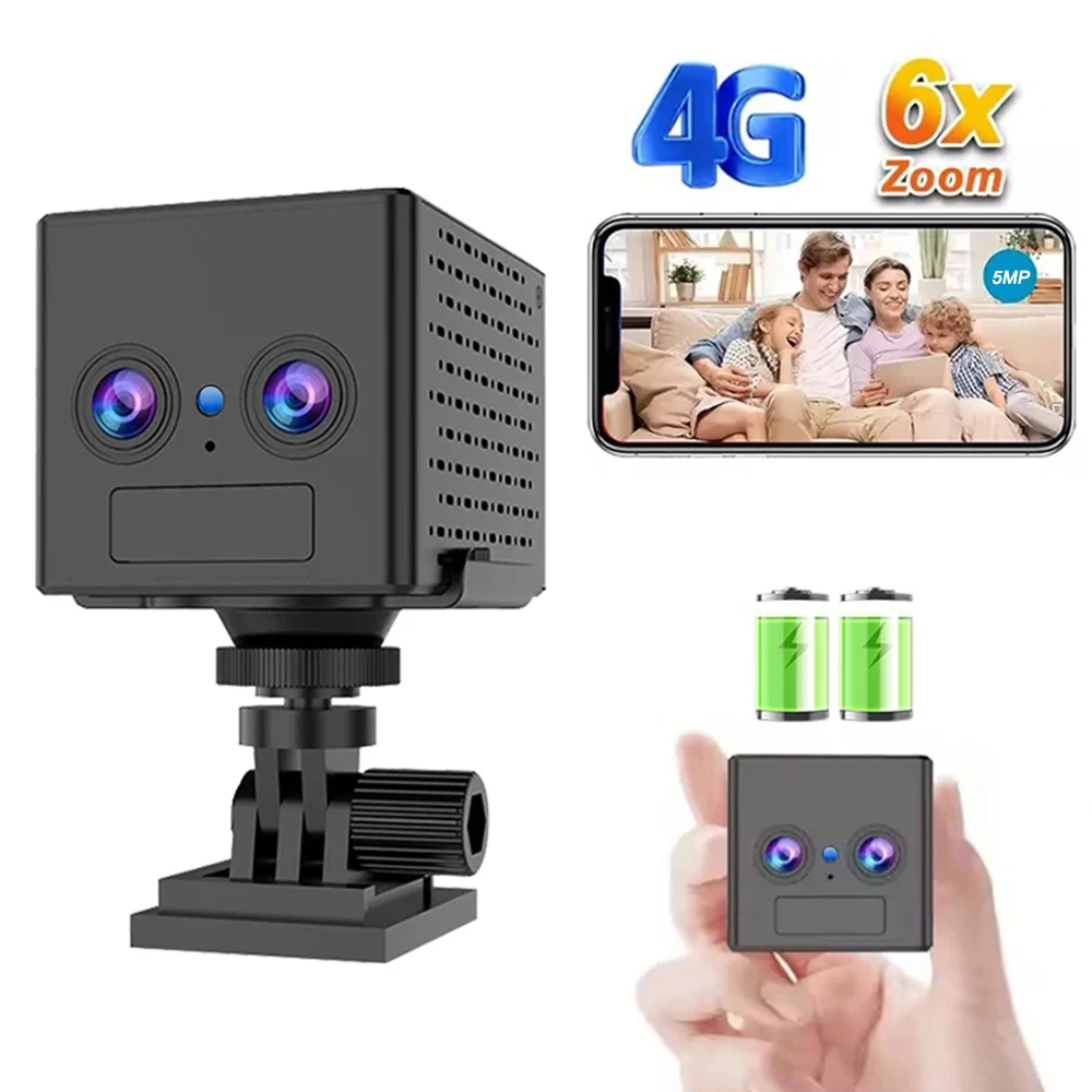 Imagem -02 - Câmera de Vigilância de Segurança 4k hd 4g Cartão Sim Mini Câmera 5mp 3000mah Bateria Detecção Humana 6x Pir Walkie Talkie Bidirecional