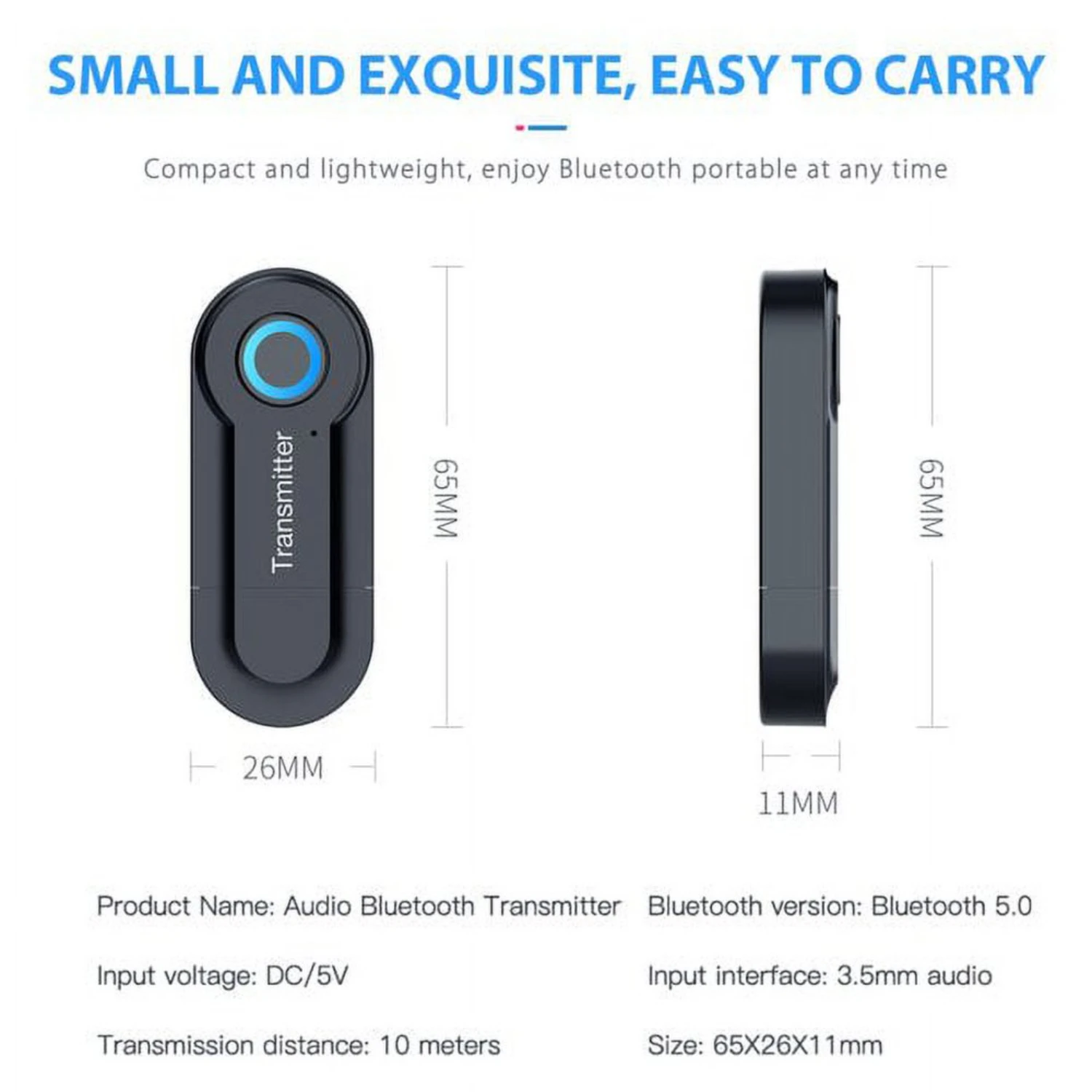 Bluetooth Wireless Audio Transmitter for TV, PC, Computer, CD Player,Music Player - Portable USB Bluetooth 5.0 Music Transmitter