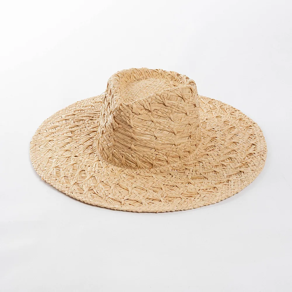 USPOP New Fashion Natural Straw Sun Hats Chic Spring-Summer Hand-Woven Raffia Wide Brim Straw Hat for Beach