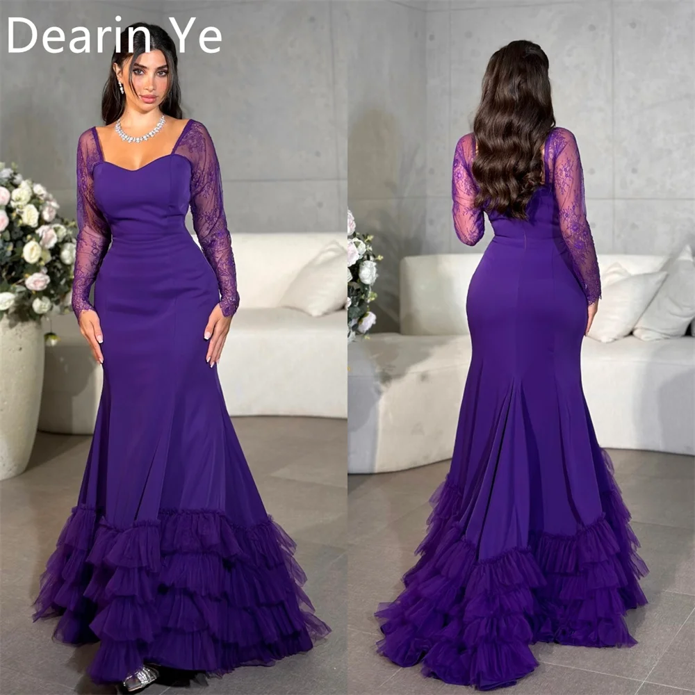 

Customized Prom Gown Dearin Sheer Straps Mermaid Floor Length Skirts Draped Tulle Bespoke Occasion Dresses Formal Saudi Arabia E