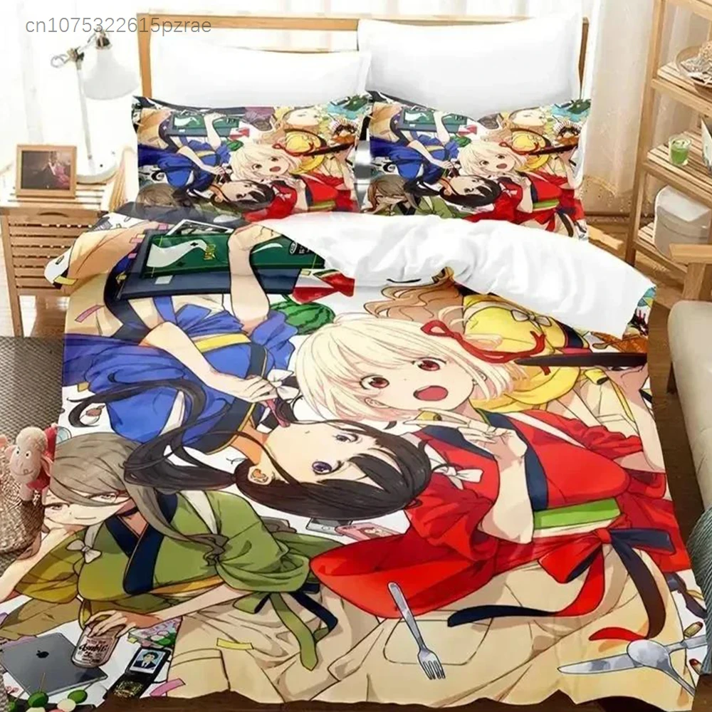 Anime Lycoris Recoil Bedding Set For Bedroom Soft Modern Bedspreads Comefortable Kids Duvet Cover Quilt Cover And Pillowcase