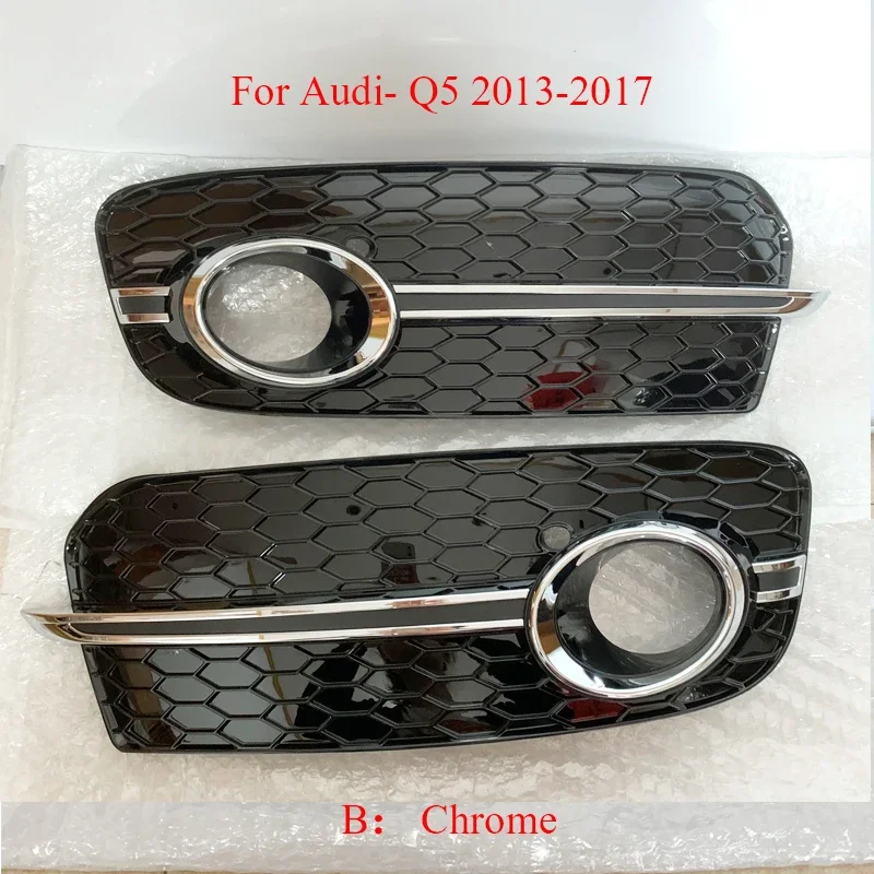 

2PCS Car-styling Refitting Honeycomb Lower Front Bumper Grille For Audi- Q5 2013 - 2017 Modified Fog Light Lamp Grille