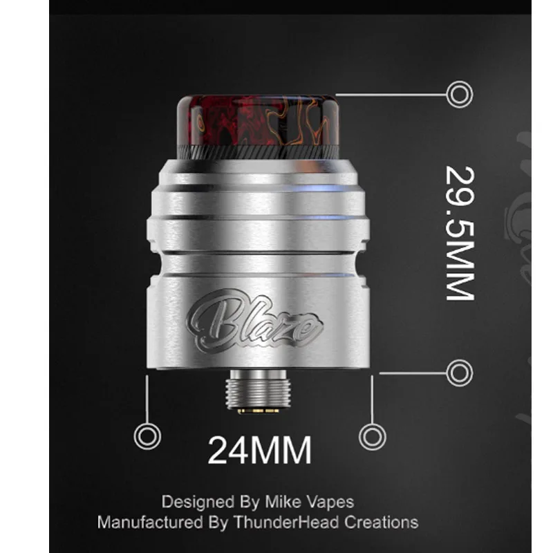 ThunderHead Creations-atomizador de cigarrillo electrónico Blaze Solo RDA, tanque de vapeo, 2ml, rosca 510, punta de goteo 810, bobina única