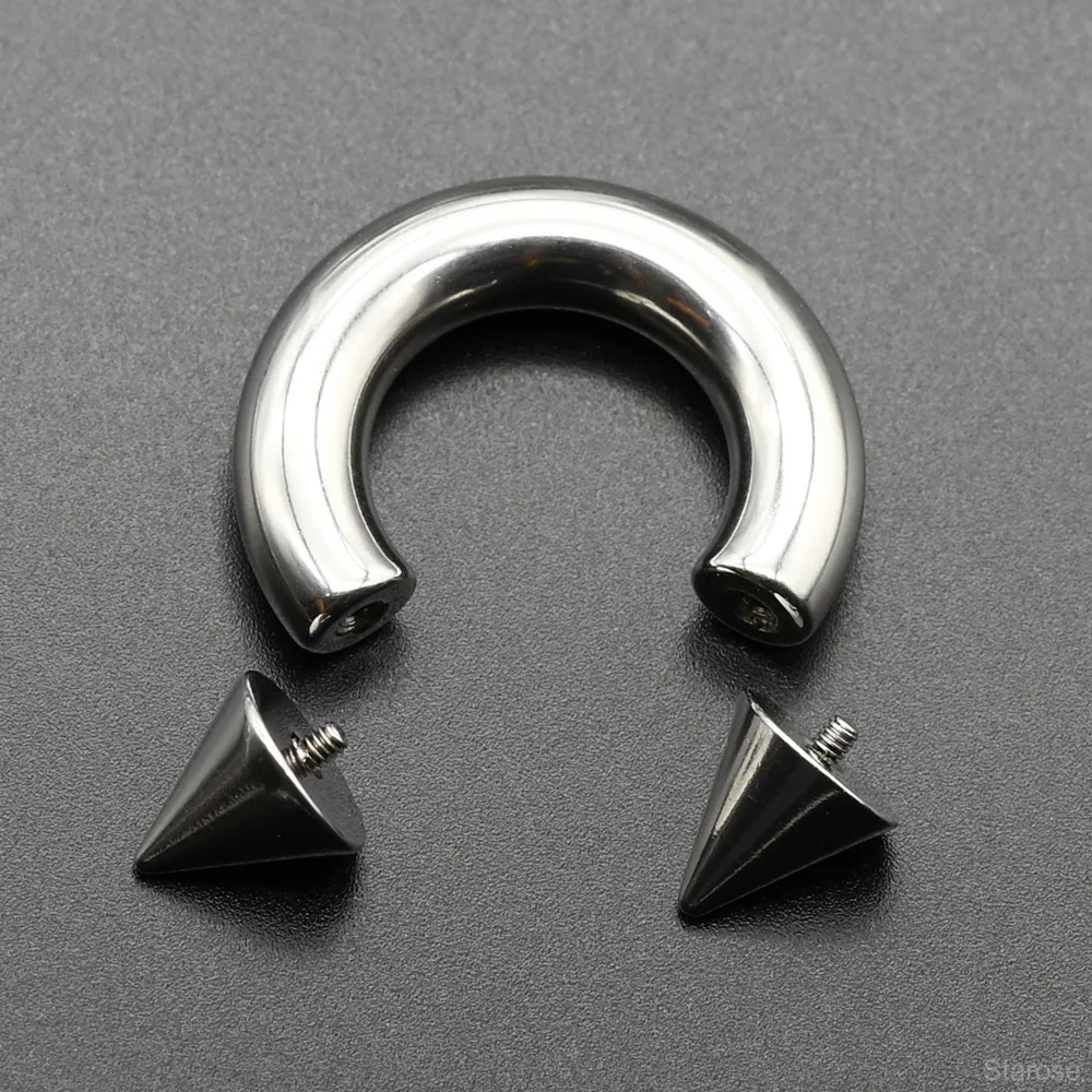 0G Punk Spike Große Größe Innengewinde Edelstahl Kegel Kreisförmige Barbell Piercing Septum Nasenring Hoop Helix Ohrringe – Detail 2