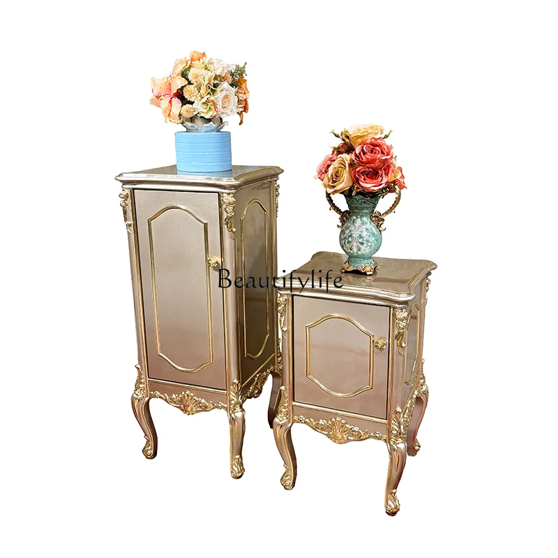 

French solid wood flower stand combination, European luxury living room carved objects floor-to-ceiling neoclassical flower pot