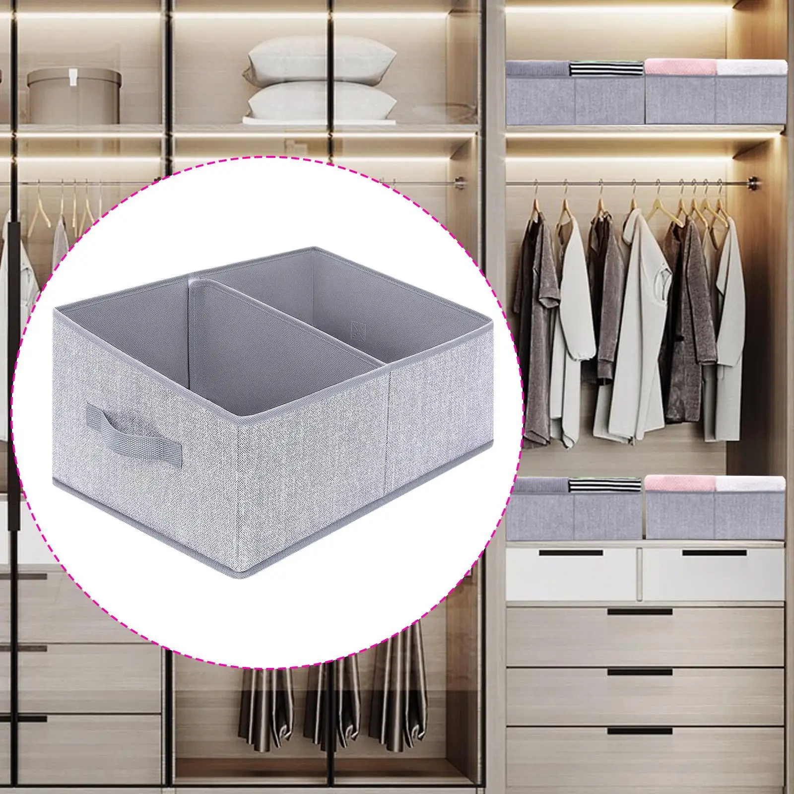 

Foldable Storage Bin Sturdy Organizing Basket with Handle Trapezoid Clothes Storage Bin for Drawer Shelves Sheets Clothing Books
