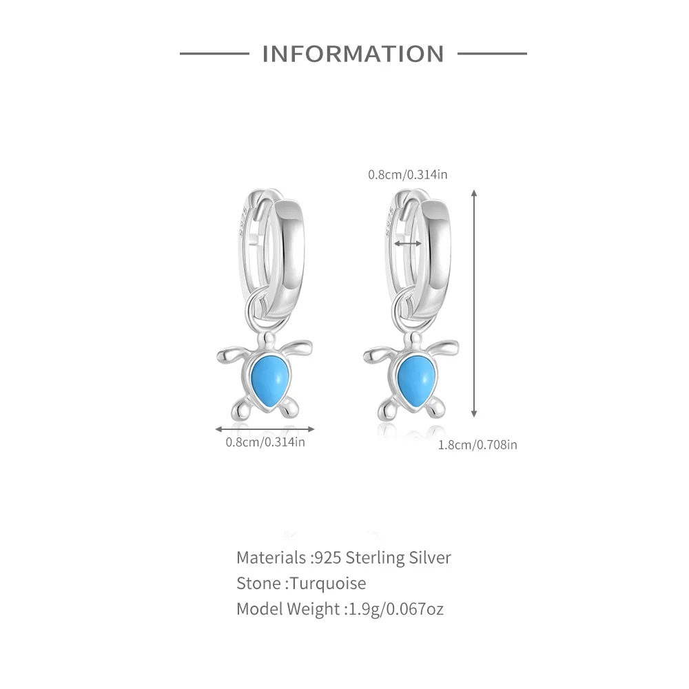 CANNER New 925 Sterling Silver Love Heart Turtle Hoop Earrings for Women Ear Buckle Jewelry Gifts Pendientes oorbellen Серьги cz