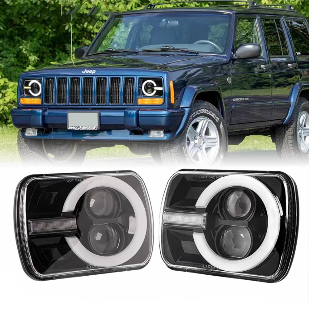 Latest 2pcs 7X6 5X7 Led Headlights For Jeep Wrangler YJ Cherokee XJ H6014 H6052 H6054 H4 Headlamp Car Accessories Led Lamp