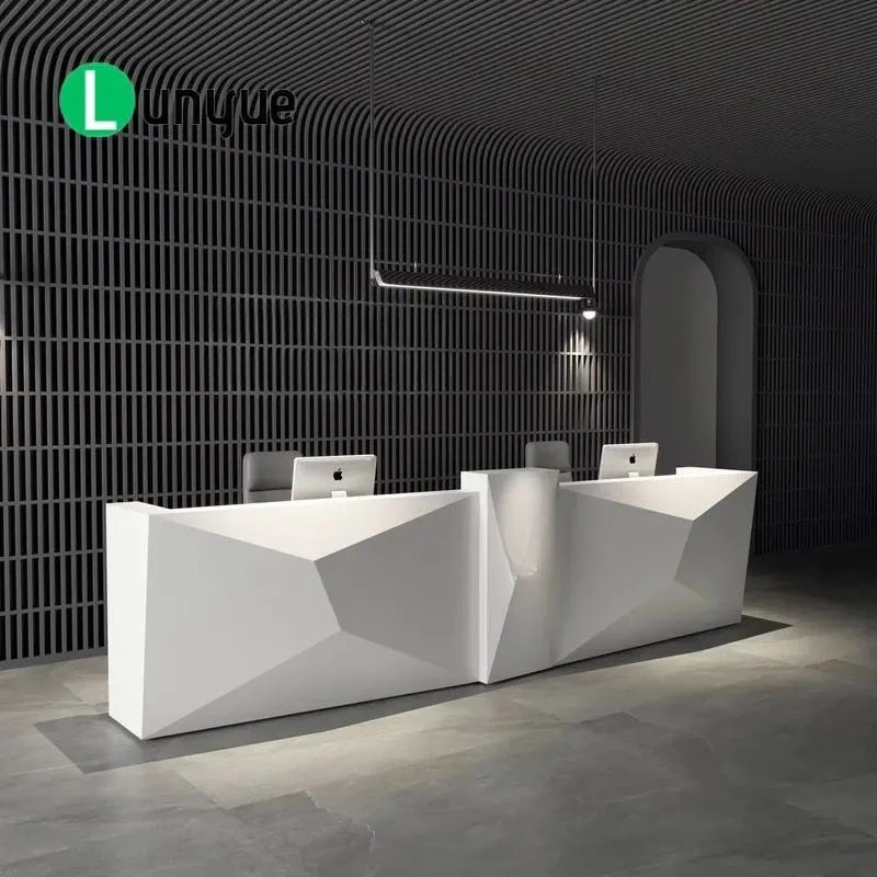 Modern White Marble Reception Desk for Office Front Counter   Shop Furniture Stylish Design Durable Surface