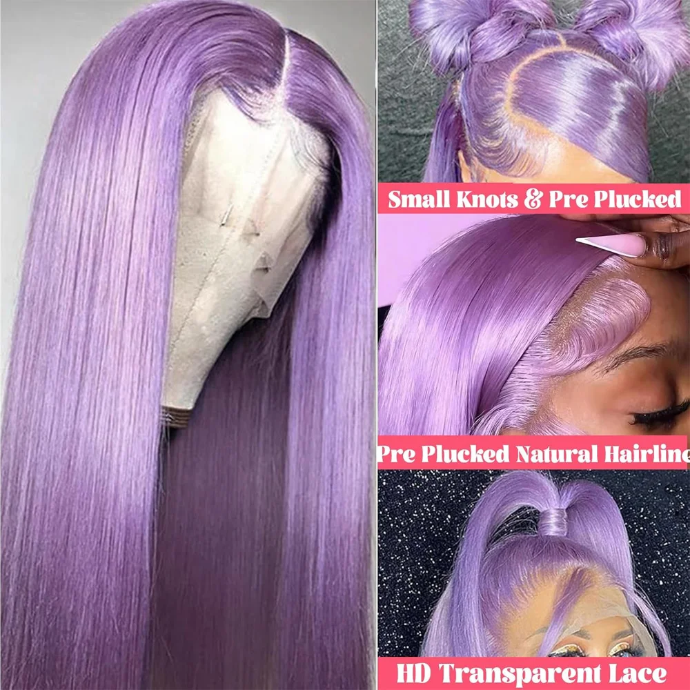 Light Lavender Purple Wig 13x6 Lace Front Human Hair Wig Straight Colored Bone Human Hair Wigs Original Brazilian Wigs For Women