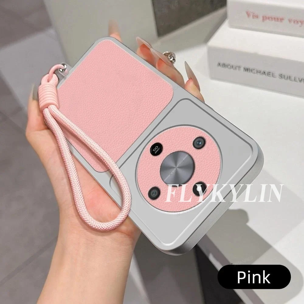 Leather Surface With Lychee Texture For Huawei Mate 80 70 Air 60 50 40 30 Pro Max Seismic Protective Shell With Hanging Rope